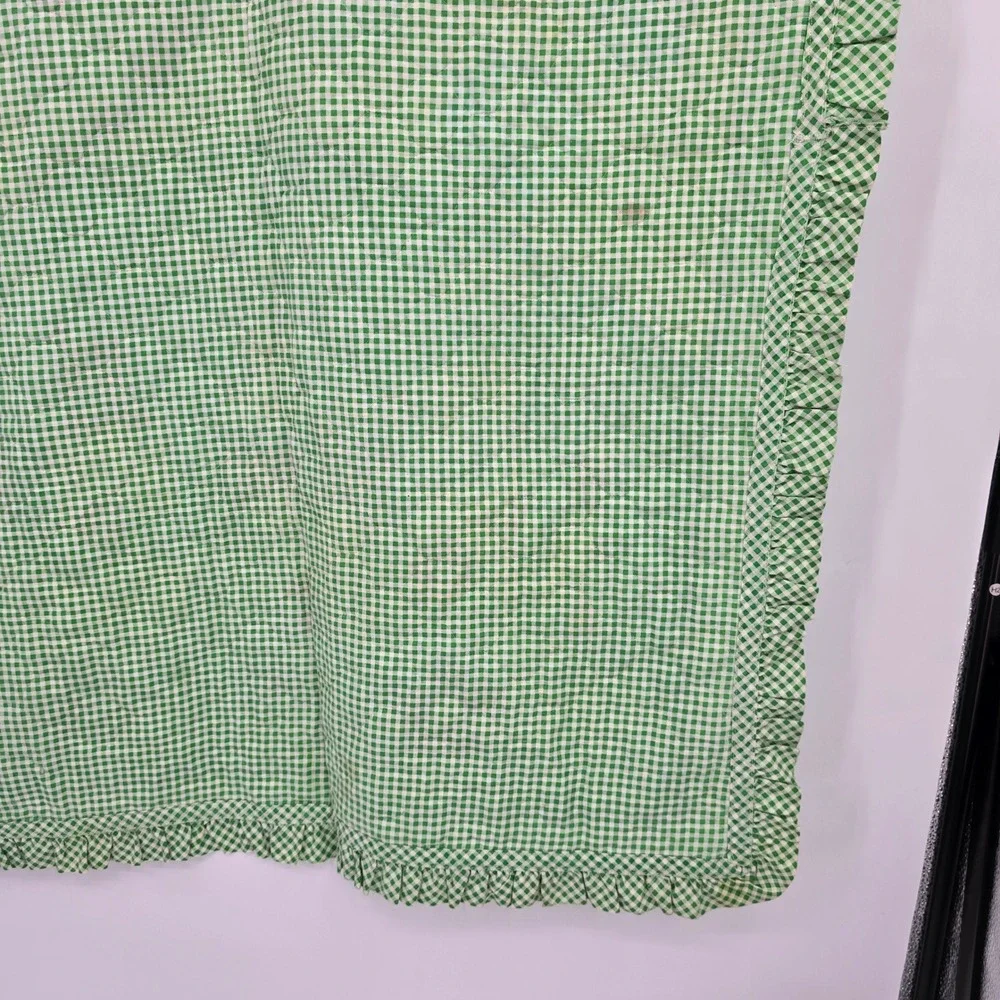 Vintage Thats Our Baby Quilted Nursery Blanket Green Gingham Ruffle Train Sheep